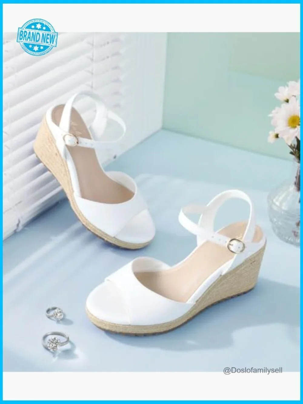 Espadrilles Wedge Sandals with Ankle Strap Open Toe Summer Heels Platform 3.4